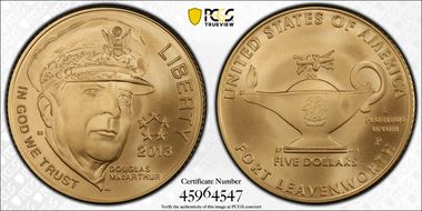 2013-P $5 5 Star Generals MacArthur MS70