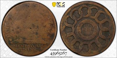 1787 Fugio 1C States United, 4 Cinq AG3BN
