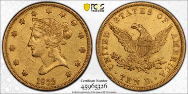 1839/8 $10 Type of 1838 AU53