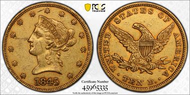 1845 $10 AU50