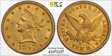1847-O $10 AU58