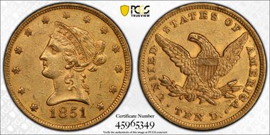 1851 $10 AU53