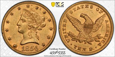 1854 $10 MS62