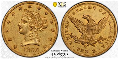 1855-O $10 AU55