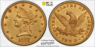 1857 $10 AU58