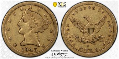 1843-C $5 F15