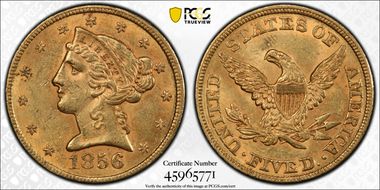 1856 $5 MS61