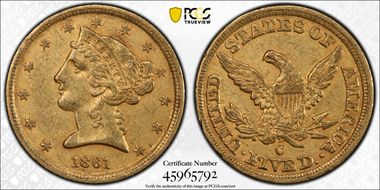 1861-C $5 AU50