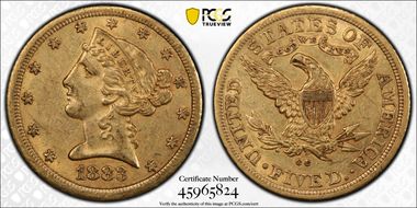 1883-CC $5 AU55