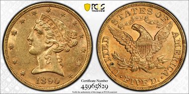 1890 $5 MS61