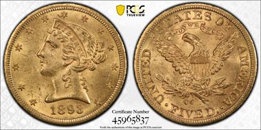 1893-CC $5 MS63