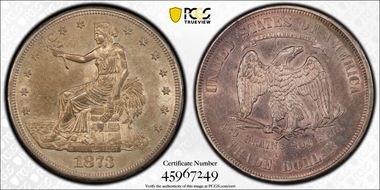 1873-CC T$1 Trade AU55
