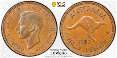 1939 1/2D Kangaroo Reverse AU55BN