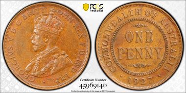 1927 (m) 1D English obverse MS62BN