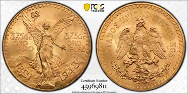 1943 (50 P) KM-482  Au MS66