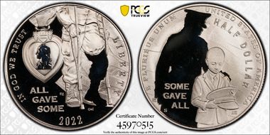 2022-S 50C National Purple Heart Hall of Honor First Strike PR69DCAM