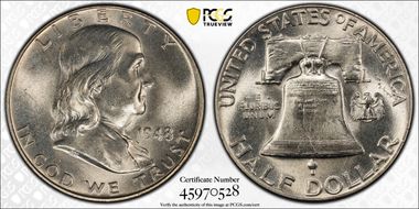 1948 50C Obv Die Clash FS-401 MS64FBL