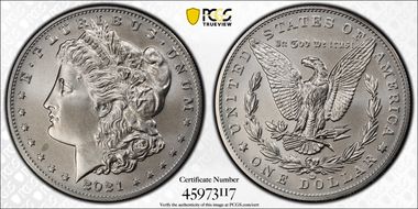 2021-CC Privy $1 Morgan Dollar 100th Anniversary First Strike MS70