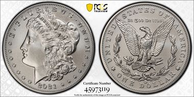 2021-CC Privy $1 Morgan Dollar 100th Anniversary First Strike MS70