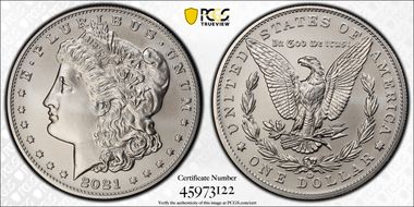 2021-CC Privy $1 Morgan Dollar 100th Anniversary First Strike MS70