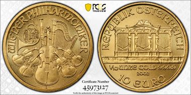 2002 € 10 Vienna Philharmonic MS69