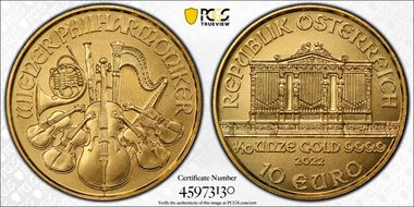 2022 € 10 Vienna Philharmonic Au MS70