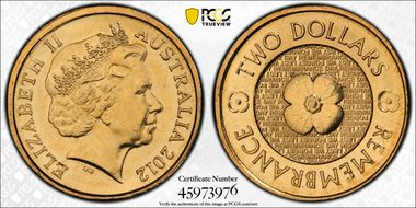 2012 $2 Remembrance Day MS66