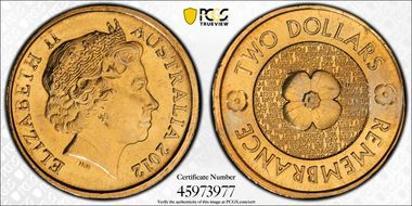 2012 $2 Remembrance Day MS66