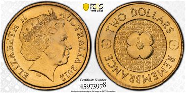 2012 $2 Remembrance Day MS66