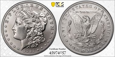 2021-D $1 Morgan Dollar 100th Anniversary MS70