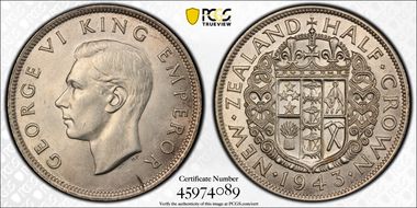 1943 1/2 Cr KM-11  Ag MS62