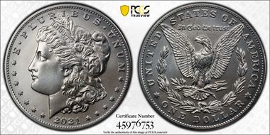 2021 $1 Morgan Dollar 100th Anniversary MS70