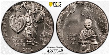 2022-D 50C National Purple Heart Hall of Honor First Strike MS70