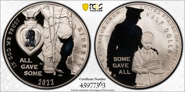 2022-S 50C National Purple Heart Hall of Honor First Strike PR70DCAM