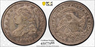 1828 10C JR-1, Small Date XF40