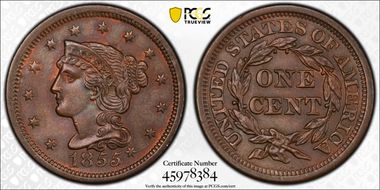 1855 1C N-9, Knob on Ear MS65BN