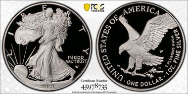2021-W  $1 Silver Eagle - Type 2 PR70DCAM