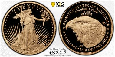2021-W $5 Gold Eagle - Type 2 Designer Edition PR70DCAM