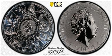 2022 £100 Queen's Beasts - Completer Pt. MS68