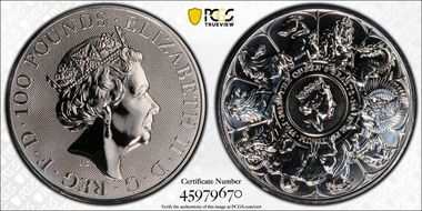 2022 £100 Queen's Beasts - Completer Pt. MS69