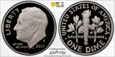 2021-S 10C Silver PR70DCAM