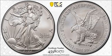 2022-W $1 Burnished Silver Eagle First Strike Stephanie Sabin SP70