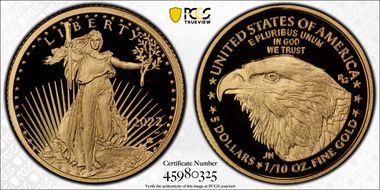 2022-W $5 Gold Eagle PR69DCAM