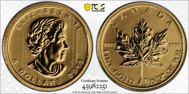 2013 $5 Maple Leaf Au MS68
