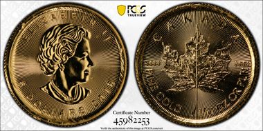 2016 $5 Maple Leaf 1/10oz Au MS68