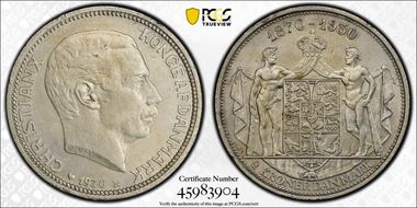 1930 N AH/HS 2 Kr 60th Birthday KM-829 AU58