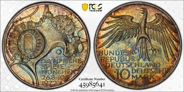 1972-D 10 Mk Munich Olympics - Stadium MS66