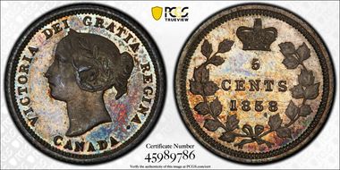 1858 5C Large Date RP1 SP65