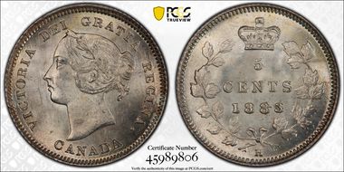 1883-H 5C Obverse 4 MS66