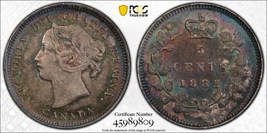 1884 5C Near Pointed 4 MS65